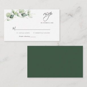 Budget Eucalyptus Foliage Script Wedding RSVP Card