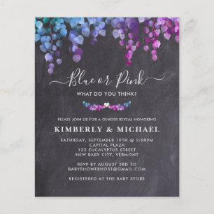 Budget Eucalyptus Gender Reveal Blue Pink Baby