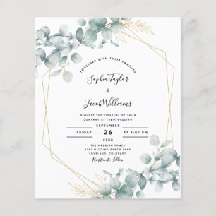 Budget Eucalyptus Geometric Wedding Invitation