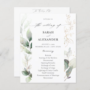 Budget Eucalyptus Glow Gold Wedding Program