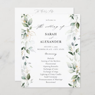 Budget Eucalyptus Glow Gold Wedding Program 2