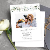 Budget Eucalyptus Glow Photo Save the Date 2