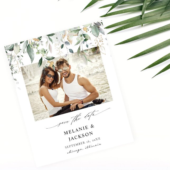 Budget Eucalyptus Glow Photo Save the Date Flyer (Creator Uploaded)