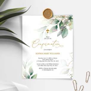 Budget Eucalyptus & Gold Confirmation Invitation