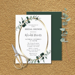 Budget Eucalyptus Gold Foil Bridal Shower Invite