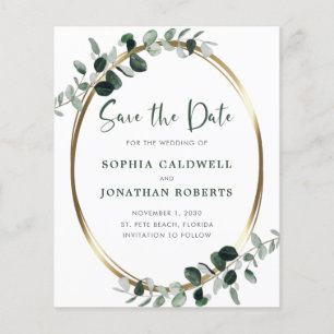 Budget Eucalyptus Gold Metallic Save the Date