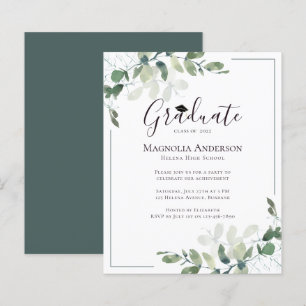 Budget Eucalyptus Graduation Party Invitation