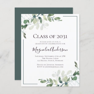 Budget Eucalyptus Graduation Party Invitation