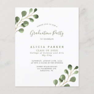 Budget eucalyptus graduation party invitation flyer
