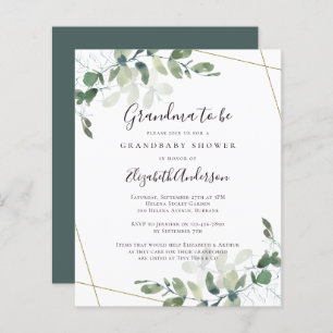 Budget Eucalyptus Grandma to Be Baby Shower Invite