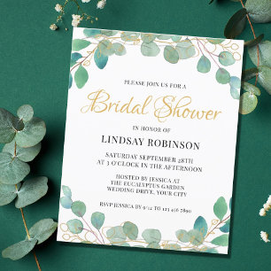 Budget Eucalyptus Green Bridal Shower Invitation