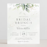 Budget Eucalyptus Greenery Bridal Brunch Invite<br><div class="desc">Beautiful bridal brunch invitation featuring watercolor eucalyptus and gold leaves.</div>