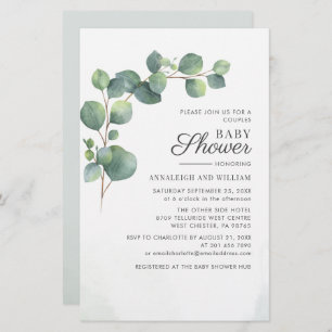 Budget Eucalyptus Greenery Couples Baby Shower Stationery