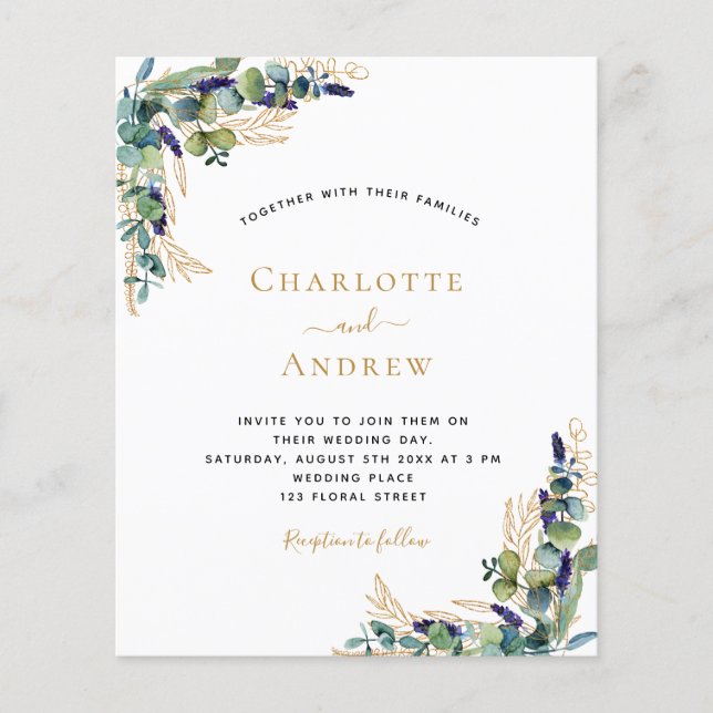 Budget eucalyptus greenery elegant modern wedding (Front)