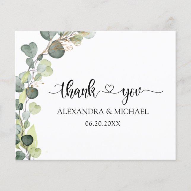 Budget Eucalyptus Greenery Elegant Thank You Flyer (Front)