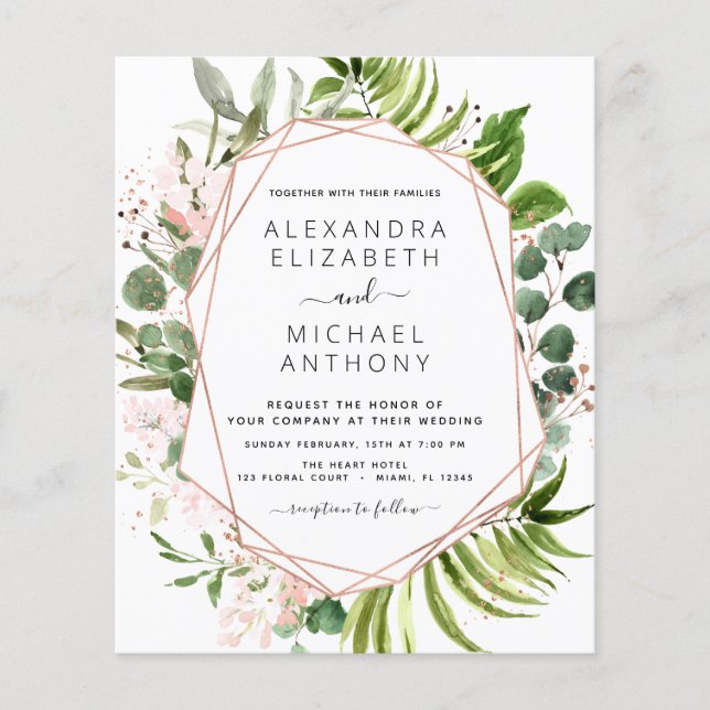 Budget Eucalyptus Greenery Foliage Elegant Wedding Flyer (Front)