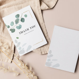 Budget Eucalyptus Greenery Gold Frame Thank You Card