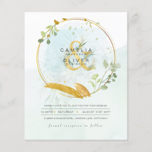 BUDGET Eucalyptus Greenery Gold Wedding QR CODE IN Flyer