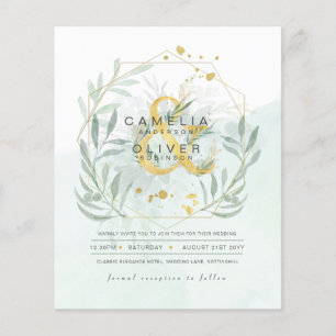 BUDGET Eucalyptus Greenery Gold Wedding QR CODE IN Flyer