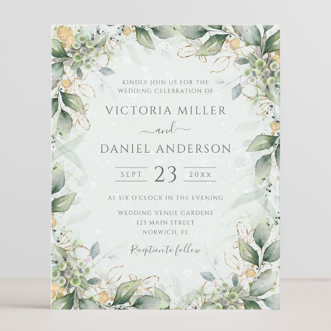 Budget Eucalyptus Greenery Leaf Wedding Invitation (Creator Uploaded)