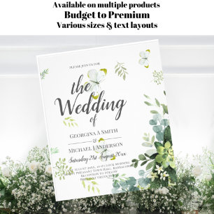 BUDGET Eucalyptus Greenery Leaves Emerald Wedding Flyer