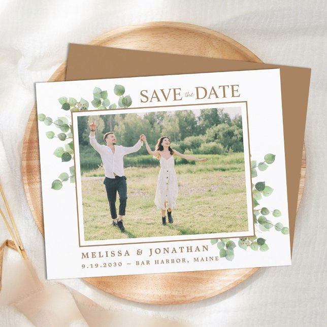 Budget Eucalyptus Greenery Photo Save The Date (Creator Uploaded)