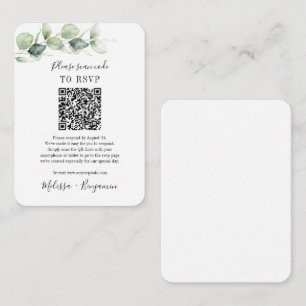 Budget Eucalyptus Greenery QR Code Wedding RSVP Enclosure Card