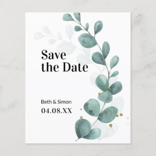Budget Eucalyptus Greenery Save The Date Flyer