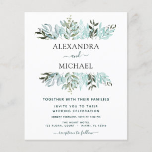 Budget Eucalyptus Greenery Succulent Wedding Flyer
