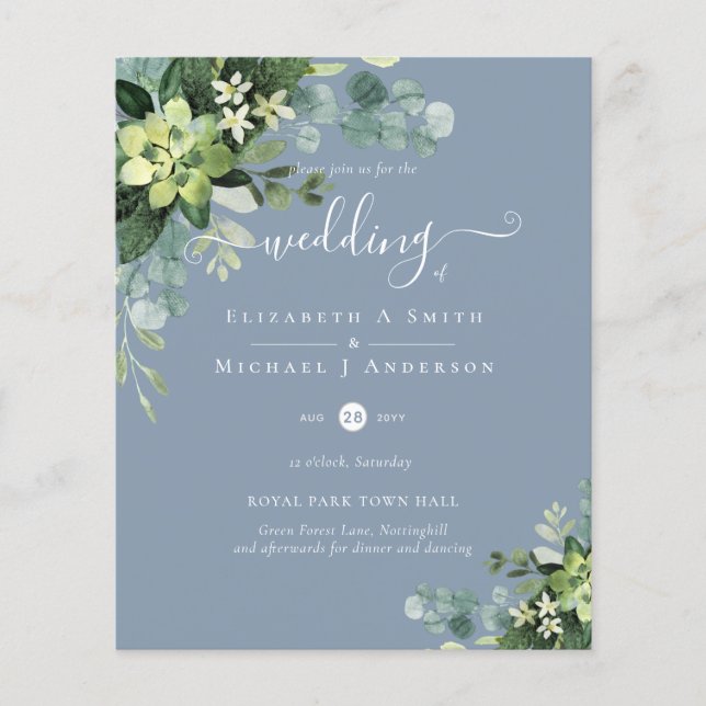 BUDGET  Eucalyptus greenery Wedding Flyer (Front)