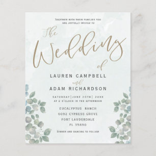 Budget Eucalyptus Greenery Wedding Invitation