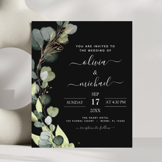 Budget Eucalyptus Greenery Wedding Invitation (Creator Uploaded)