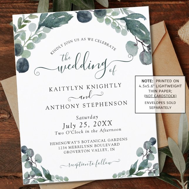 Budget Eucalyptus Greenery Wedding Invitation (Creator Uploaded)