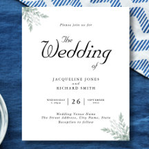 Budget Eucalyptus Greenery Wedding Invitation