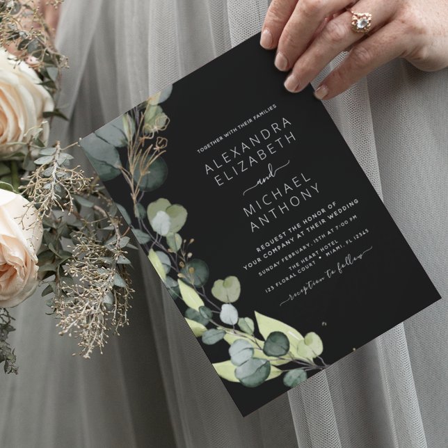 Budget Eucalyptus Greenery Wedding Invitations (Creator Uploaded)