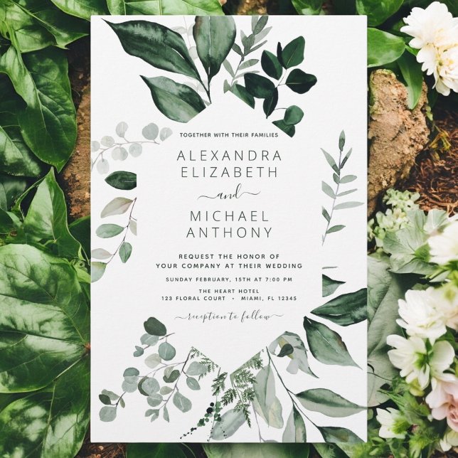 Budget Eucalyptus Greenery Wedding Invitations (Creator Uploaded)