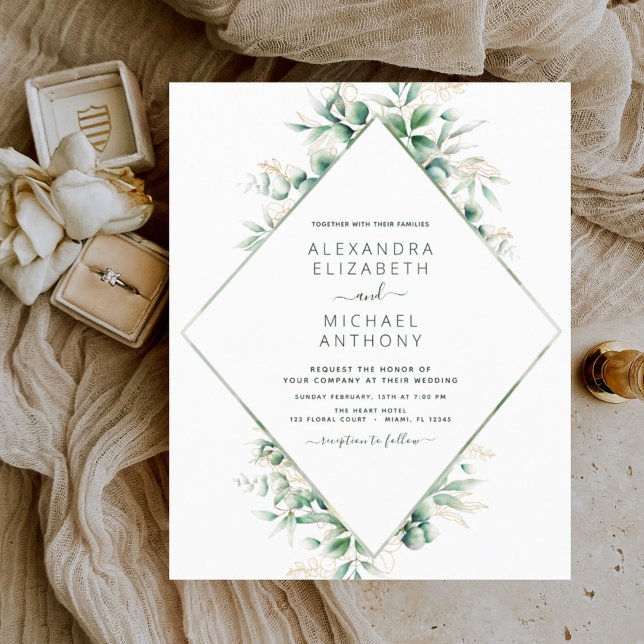 Budget Eucalyptus Greenery Wedding Invitations (Creator Uploaded)