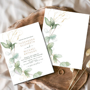 Budget Eucalyptus Greenery Wedding Invitations