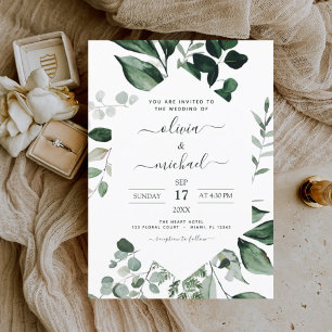 Budget Eucalyptus Greenery Wedding Invitations Fly Flyer