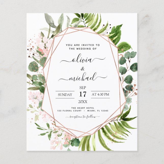 Budget Eucalyptus Greenery Wedding Invitations Flyer (Front)