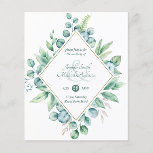 Budget Eucalyptus Greenery Wedding Modern Invites