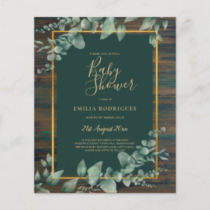 BUDGET Eucalyptus Greenery WEDDING Rustic Wood QR  Flyer