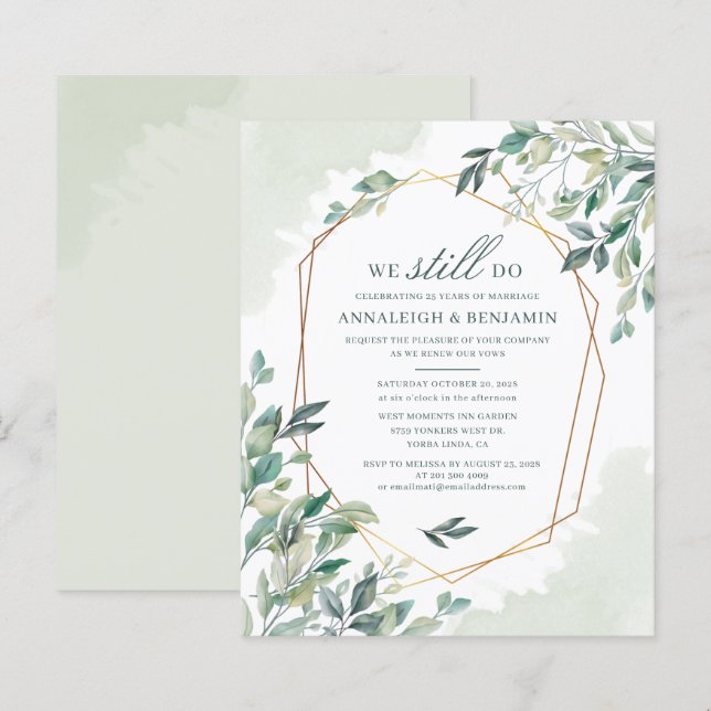 Budget Eucalyptus Greenery Wedding Vow Renewal (Front/Back)