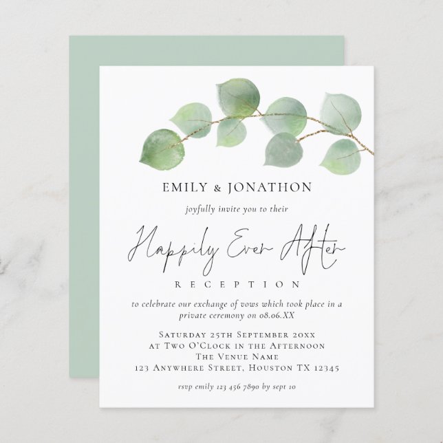 BUDGET Eucalyptus Happily Ever After Wedding Party (Front/Back)