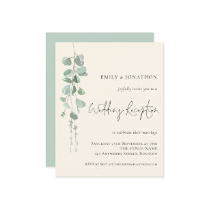 Budget Eucalyptus Ivory Wedding Reception Invite