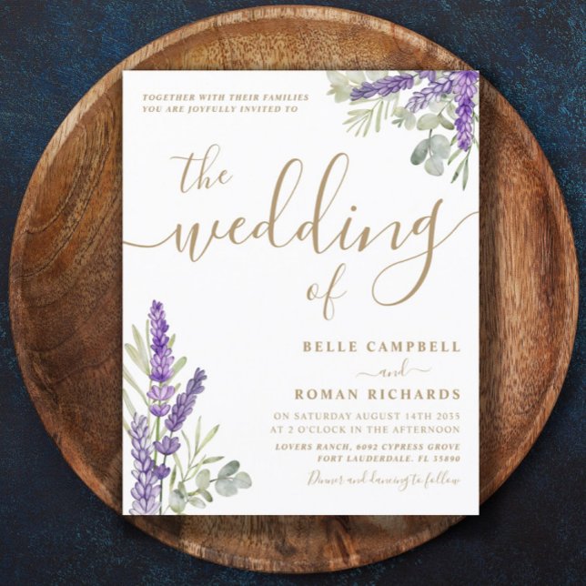 Budget Eucalyptus & Lavender Wedding Invitation (Creator Uploaded)