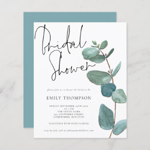 Budget Eucalyptus Leaf Bridal Shower Invitation