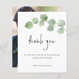 Budget Eucalyptus Leaf Script Photo Thank You