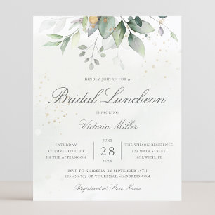 Budget Eucalyptus Leaves Bridal Luncheon Invite