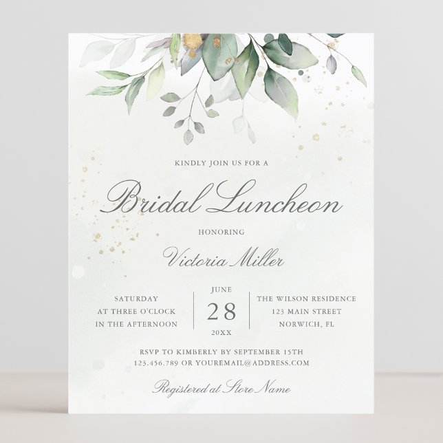 Budget Eucalyptus Leaves Bridal Luncheon Invite (Creator Uploaded)